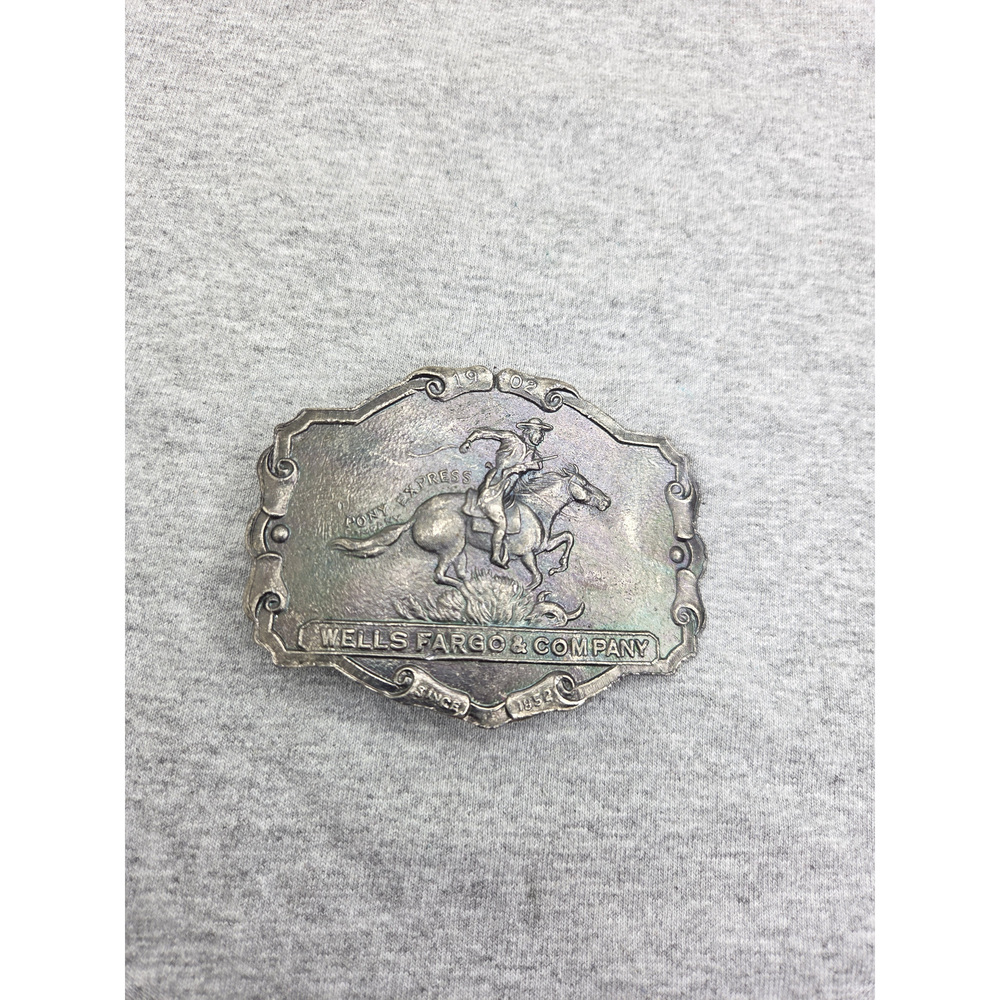 Vintage Wells Fargo Pony Express Solid Brass Heavy Belt Buckle